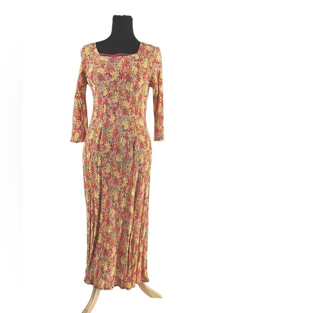 April Cornell vintage dress midi figure flattering floral dress sz xs